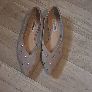 Steve Madden Embellished Nude Flats Size 6.5 Ballet Studded Preowned